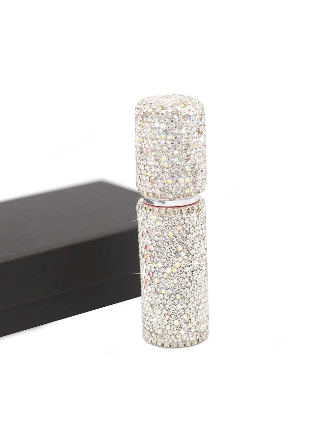 Bestbling Rhinestone Empty Portable spray bottle cosmetic Perfume spray bottle spray essential oil bottle glass perfume bottle 10ML Silver - Image 2
