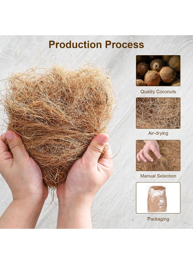 ألياف جوز الهند لعش الطيور 250 جرام ، مادة تعشيش الكناري عش طائر جوز الهند عصفور ألياف جوز الهند ركيزة الفراش الفضفاضة لوضع البيض ، مواد الراحة للطيور ، ببغاء الطائر الطنان - Image 4