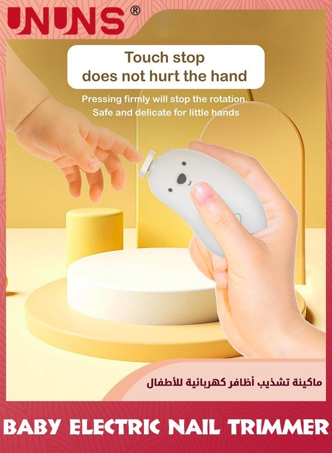 UNUNS Baby Nail Tools Set,Electric Rechargeable Clippers With 6 Grinding Heads, LED Light,Safe Products,6-in-1 Grooming Kit For Newborn Toddler Toes Fingernails Polish,White - Image 4