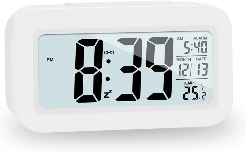 Kadio JOPHEK kadio Digital Alarm Clock for Bedside Battery, Smart Alarm Clock with Temperature Date Snooze, Digital Alarm Clock for Children Adults Bedroom Home Office, ABS, 14x5 Cm, White - Image 1