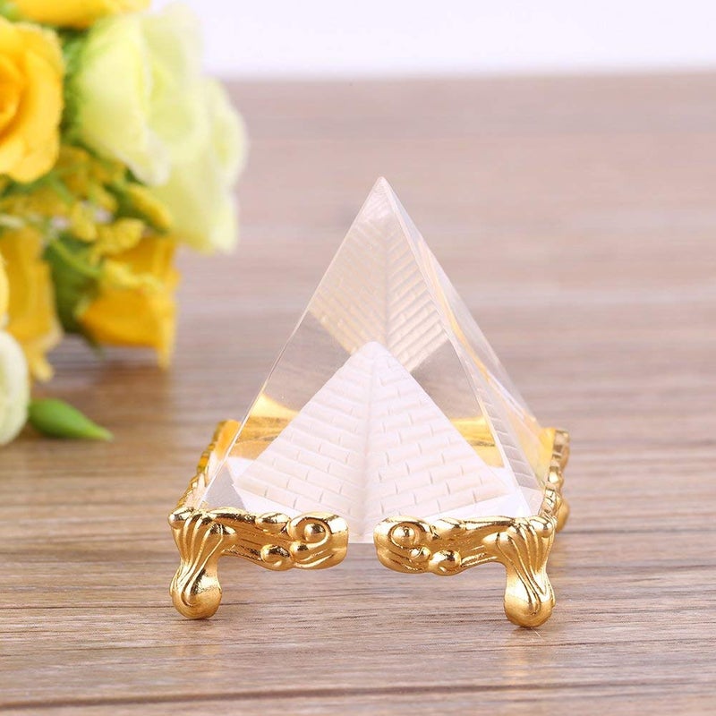 Petrichor 23 inches Feng shui Vastu Crystal Pyramid with Golden Legs 23 inches Decoration Gifts - Image 1