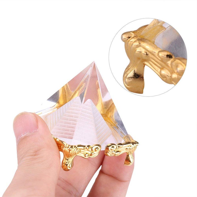 Petrichor 23 inches Feng shui Vastu Crystal Pyramid with Golden Legs 23 inches Decoration Gifts - Image 2