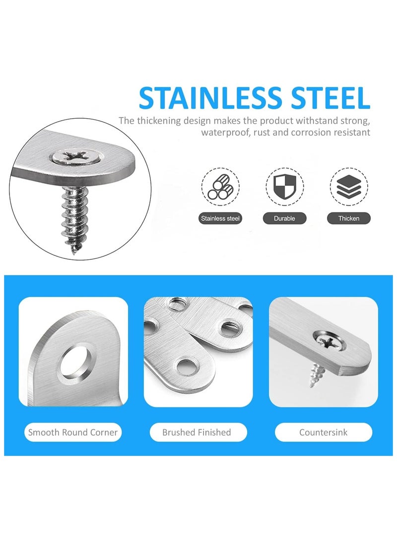 Rubik Flat Straight Brace Brackets with Screws, 10pcs Stainless Steel Mending Repair Plate for Shelf Supports Fixing Wood Furniture Chair Table Cabinet Bed (93x19mm) - Image 4
