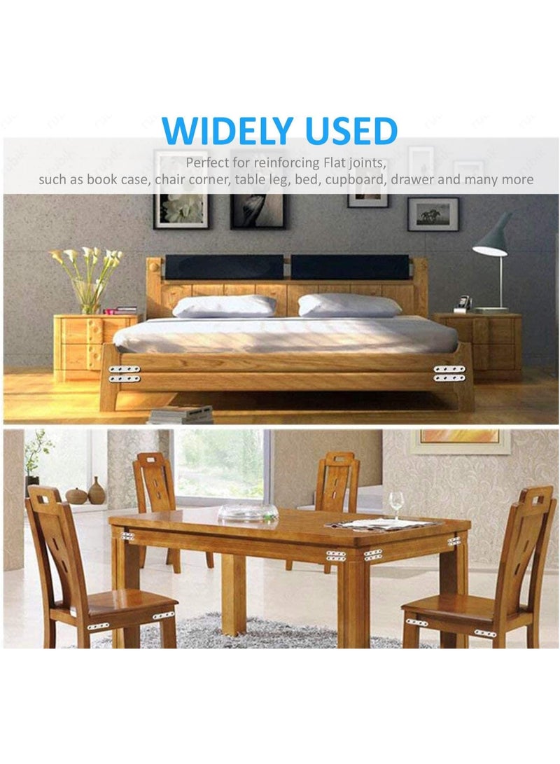 Rubik Flat Straight Brace Brackets with Screws, 10pcs Stainless Steel Mending Repair Plate for Shelf Supports Fixing Wood Furniture Chair Table Cabinet Bed (93x19mm) - Image 5