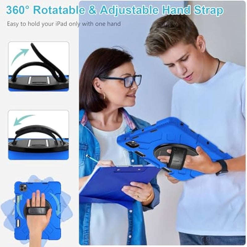 Silicone Case for iPad Pro 11 Inch 2018 2020 2021 2022 with Screen Protector Stand Handle Shoulder Strap and Pencil Holder Blue - Image 4