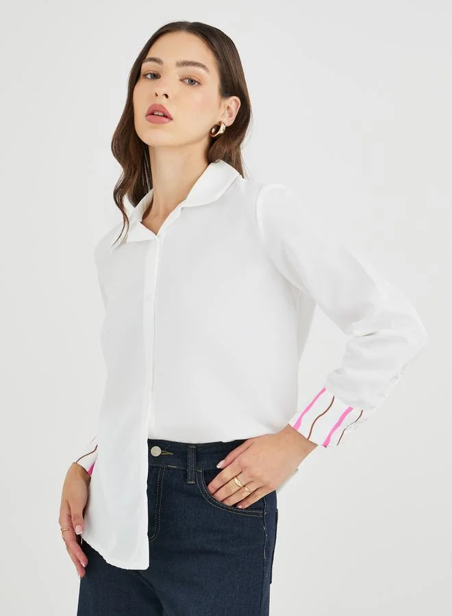 Take Two Solid Buttoned Spread Collar Shirt