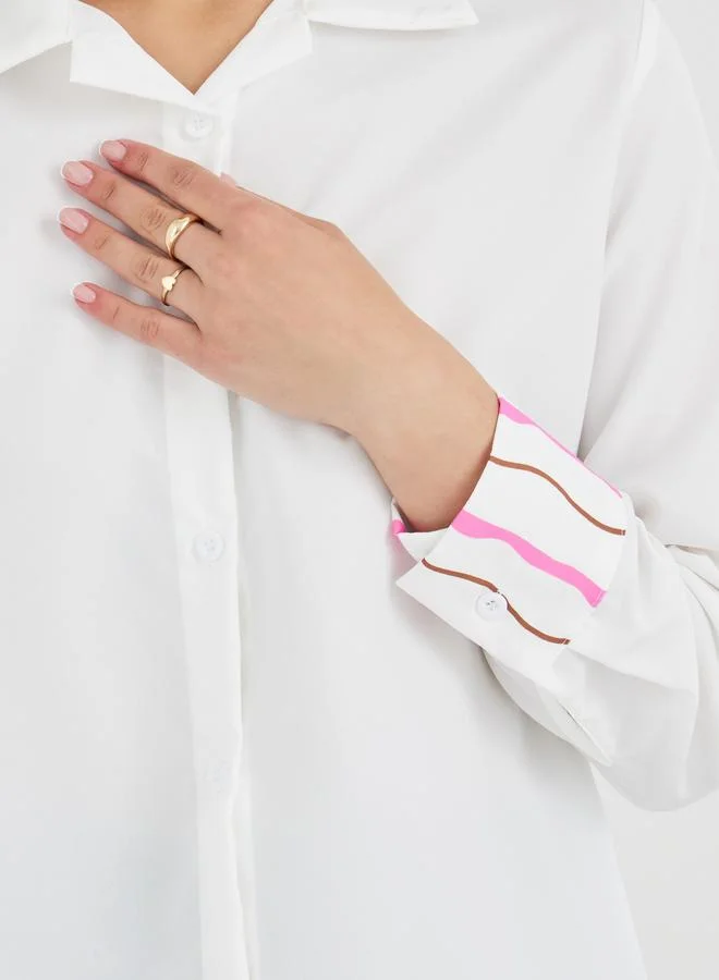 Take Two Solid Buttoned Spread Collar Shirt