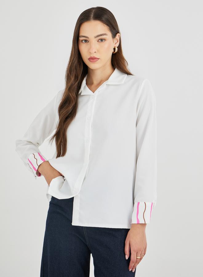 Take Two Solid Buttoned Spread Collar Shirt - Image 1