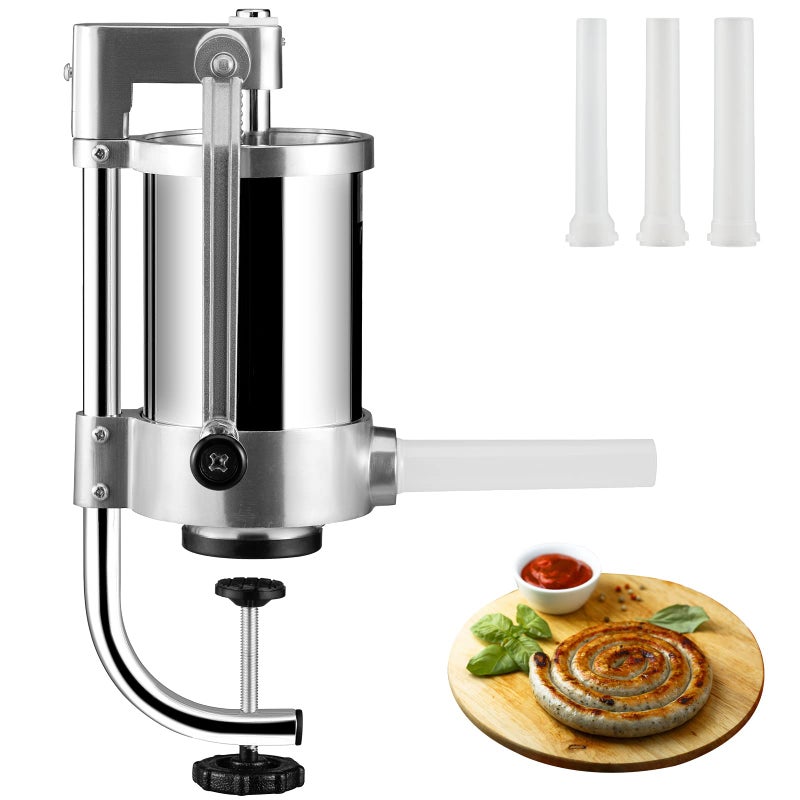 VEVOR VEVOR Sausage Stuffer 25LBS15L Capacity 304 Stainless Steel Vertical Sausage Stuffer Sausage Filling Machine with 3 Stuffing Tubes