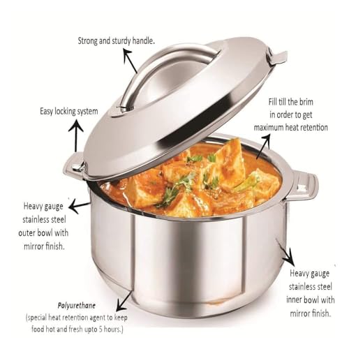 Dr. Equipment Stainless Steel Casserole Hot Box | Food Grade | Easy to Carry | Easy to Store for Rice, Gravy, Curry| (1000ML) - Image 4