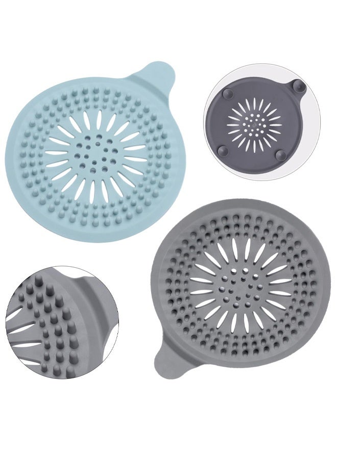 2Pcs Silicone Shower Drain Hair Catcher with Sucker, Sink Strainer Hair Catcher, Shower Hair Stopper Drain Protector for Bathroom Bathtub Kitchen - Image 1