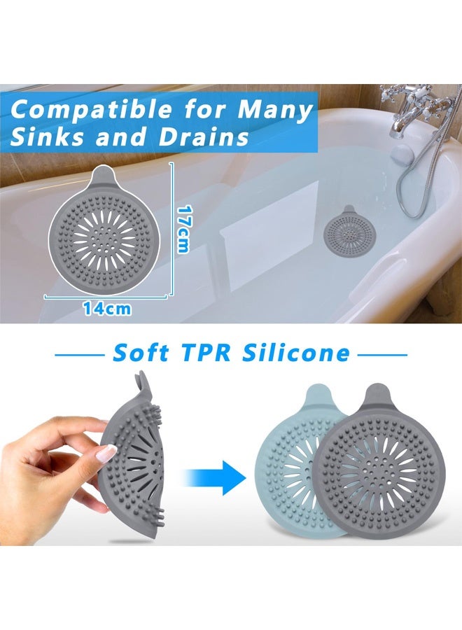 2Pcs Silicone Shower Drain Hair Catcher with Sucker, Sink Strainer Hair Catcher, Shower Hair Stopper Drain Protector for Bathroom Bathtub Kitchen - Image 2
