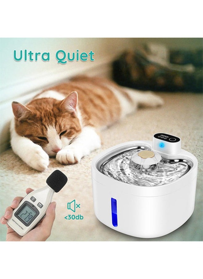 S-Color Cat Water Fountain Battery Operated 2.6L 4000mAh Ultra Quiet Cat Fountain with Stainless Steel Tray Automatic Water Dispenser for Cats and Dog 3 Modes Smart LED Light Indicator  - Image 5