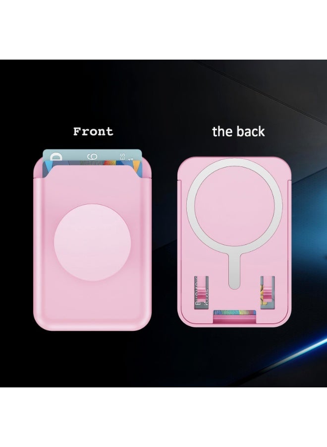 MagSafe Magnetic Wallet Card Holder with Stand | Strong Magnetic Snap-On, Dual Card Slots, Expandable Grip, Compatible with Magnetic Phone Cases & Wireless Charging Phones (Pink) - Image 4