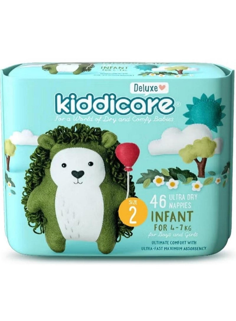Kiddicare Baby Deluxe Infant Diaper Nappy Size 2 4-7 Kg Ultra Fast High Absorbency 46 Pcs - Image 1