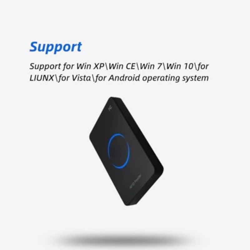 قارئ USB NFC لنظام التشغيل Android: غلاف أكريليك، لون أزرق، قارئ شارات التوصيل والتشغيل مع صفارة وإضاءة LED - Image 5