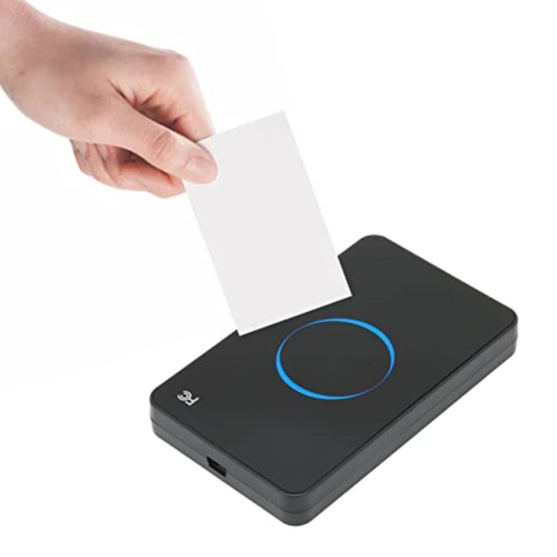 قارئ USB NFC لنظام التشغيل Android: غلاف أكريليك، لون أزرق، قارئ شارات التوصيل والتشغيل مع صفارة وإضاءة LED - Image 1