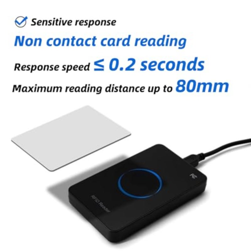 قارئ USB NFC لنظام التشغيل Android: غلاف أكريليك، لون أزرق، قارئ شارات التوصيل والتشغيل مع صفارة وإضاءة LED - Image 3