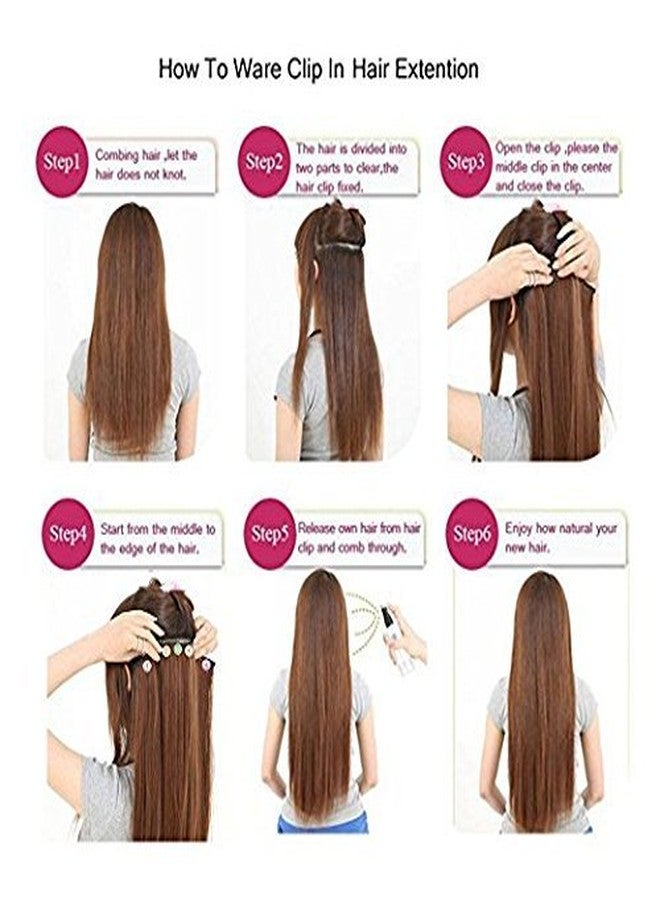 EKAN Curly wavy Synthetic Silky Hair Extensions For Women Girls Extension 80 Gram Pack of 1 (straight- brown) - Image 5