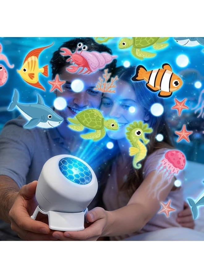 جهاز عرض موجات المحيط LED ديناميكي دوار 360 درجة، مصباح إضاءة محيطة بحيوانات بحرية، ضوء بنمط مياه يعمل بمنفذ USB لغرفة النوم وغرفة الألعاب - Image 2
