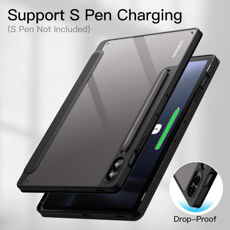 Jetech Case For Samsung Galaxy Tab S9 Fe+ / S9 Fe Plus 12.4-Inch With S Pen Holder, Clear Transparent Hard Pc Back, Protective Tri-Fold Stand Tablet Cover, Auto Wake/Sleep (Black) - Image 4