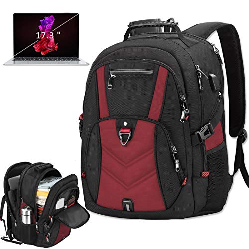 NEWHEY Laptop Backpack 17 Inch Business Travel Backpacks for Men Women Extra Large Waterproof TSA Anti Theft College Bookbags with USB Charging Port 17.3 Gaming Computer Backpack 45L, Red - Image 1