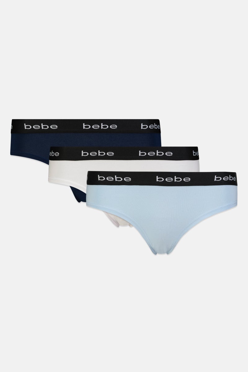 bebe Women 3 Pieces Brand Logo Cheeky Panties, Multicolor - Image 2