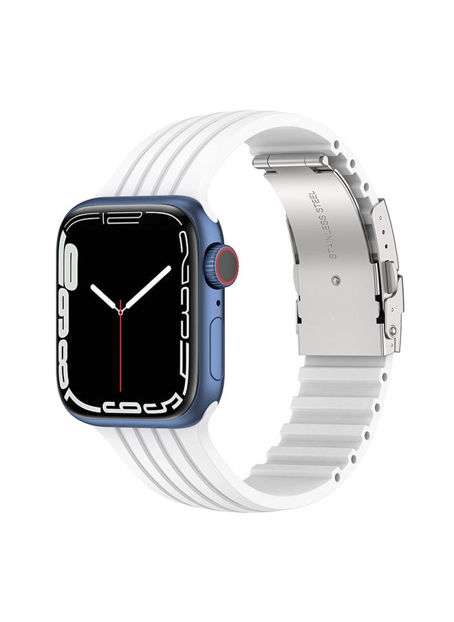 TWEGGON Replacement Strap Silicone Band for Apple Watch All Series Compatible with 46mm/45mm/44mm/49mm White  - Image 1