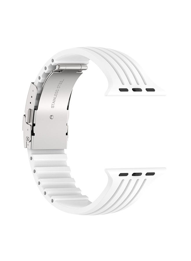 TWEGGON Replacement Strap Silicone Band for Apple Watch All Series Compatible with 46mm/45mm/44mm/49mm White  - Image 5
