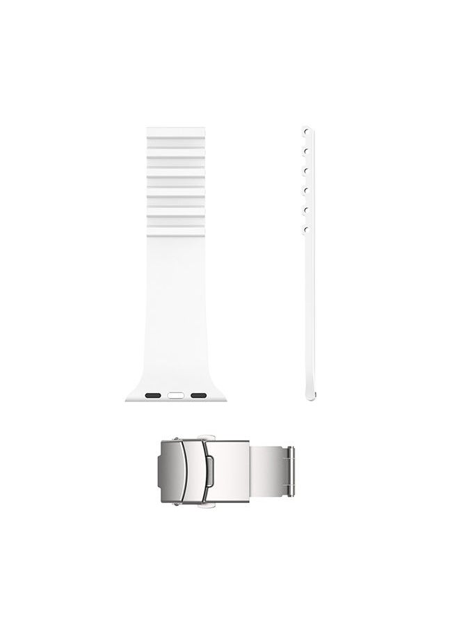 TWEGGON Replacement Strap Silicone Band for Apple Watch All Series Compatible with 46mm/45mm/44mm/49mm White  - Image 3