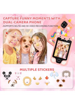 EVEREEN Kids Smart Phone for Girls, Dual Camera Unicorn Kids Phone Toy with Games, Music Player, Toddler Cell Phone Kids Learning Play Toy for 3-12 Years Old Boys Girls, Christmas Birthday With 8G Card (Pink)  - Image 3