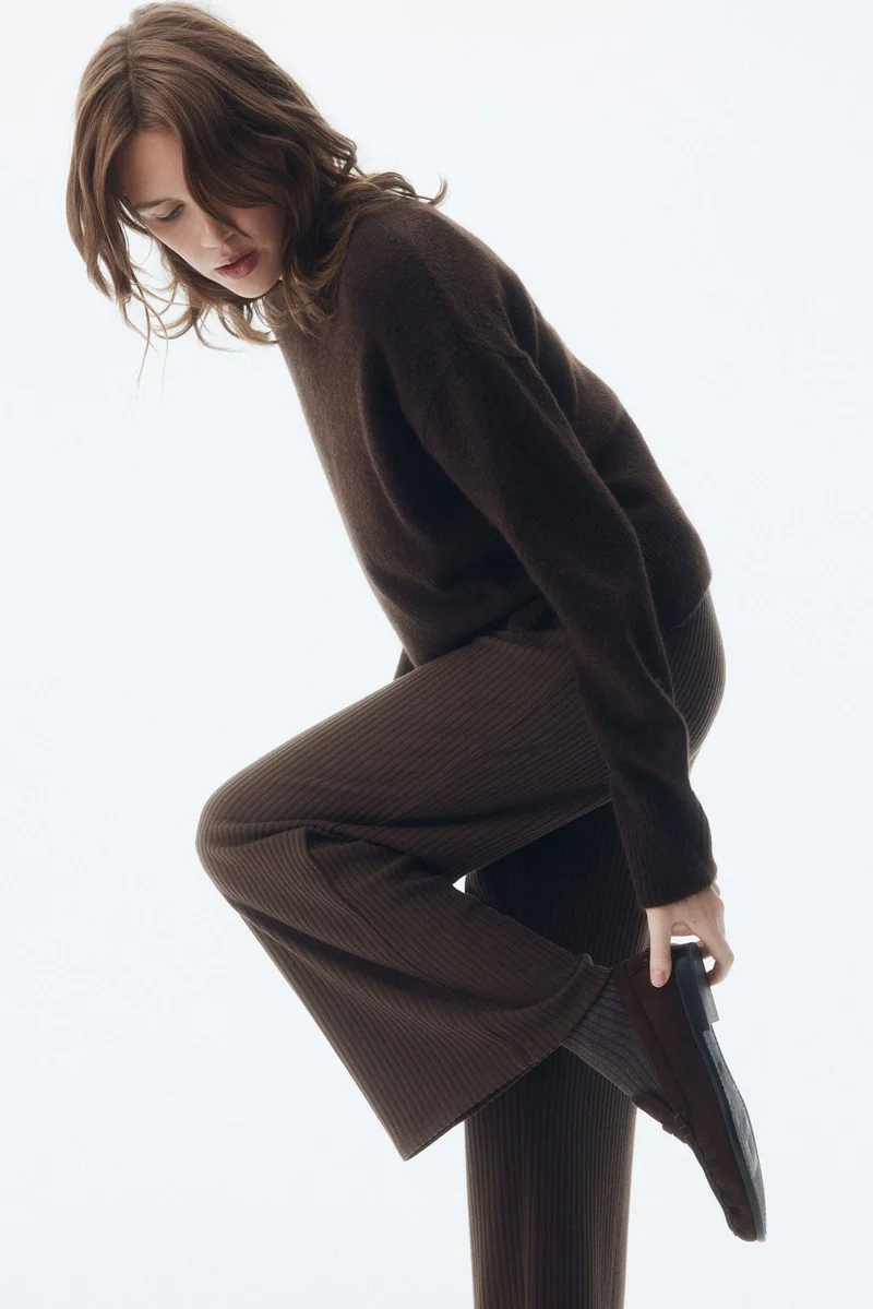 H&M Wide rib-knit trousers