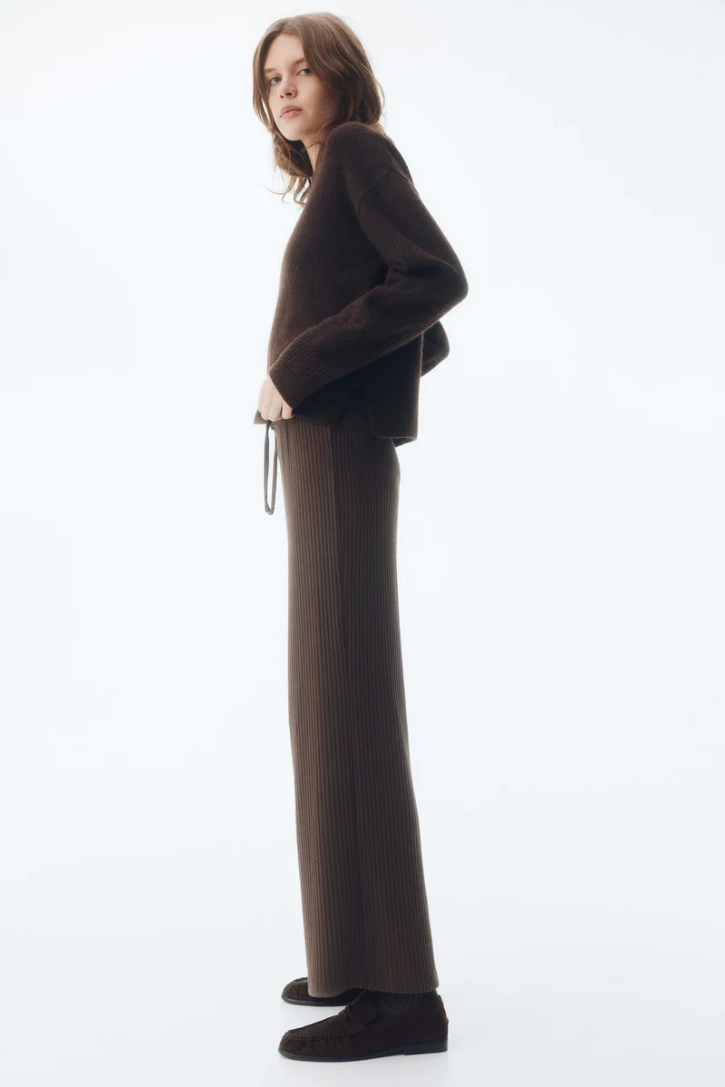 H&M Wide rib-knit trousers