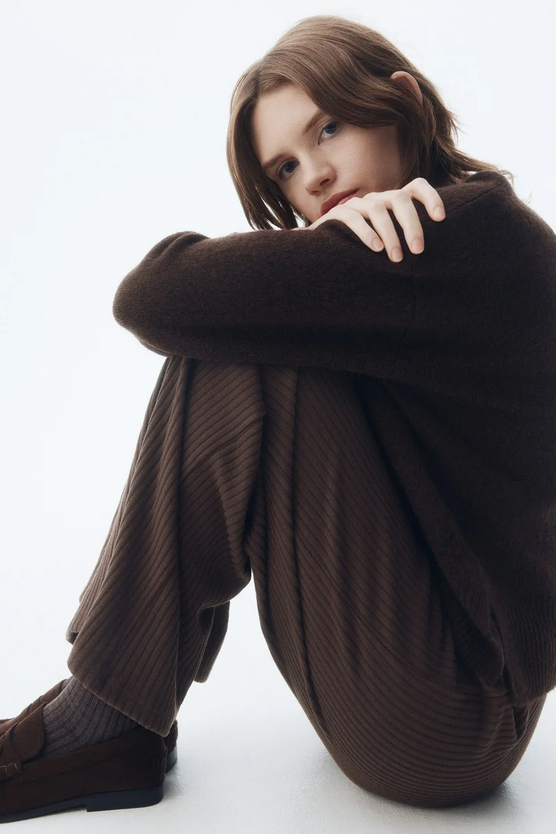 H&M Wide rib-knit trousers