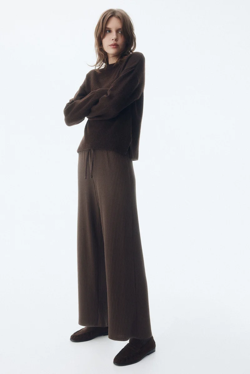 H&M Wide rib-knit trousers