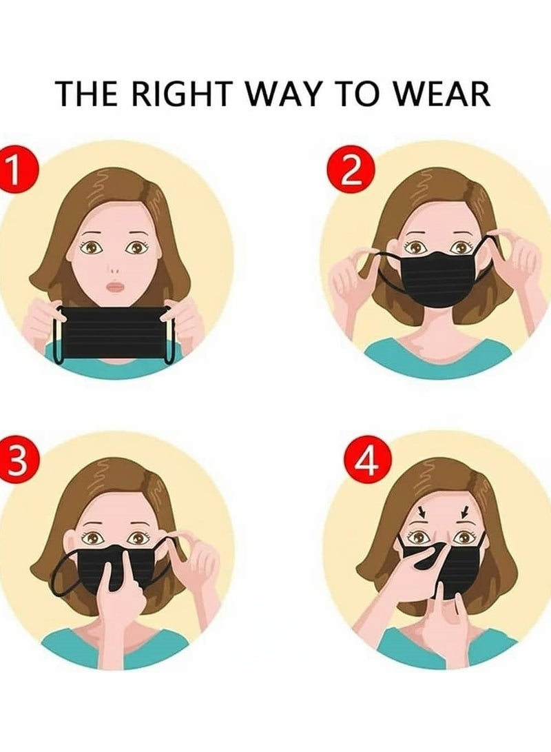 Kinmed 100 pieces of high-quality medical face masks - 3-ply black face mask with comfortable elastic ear loops - Image 4