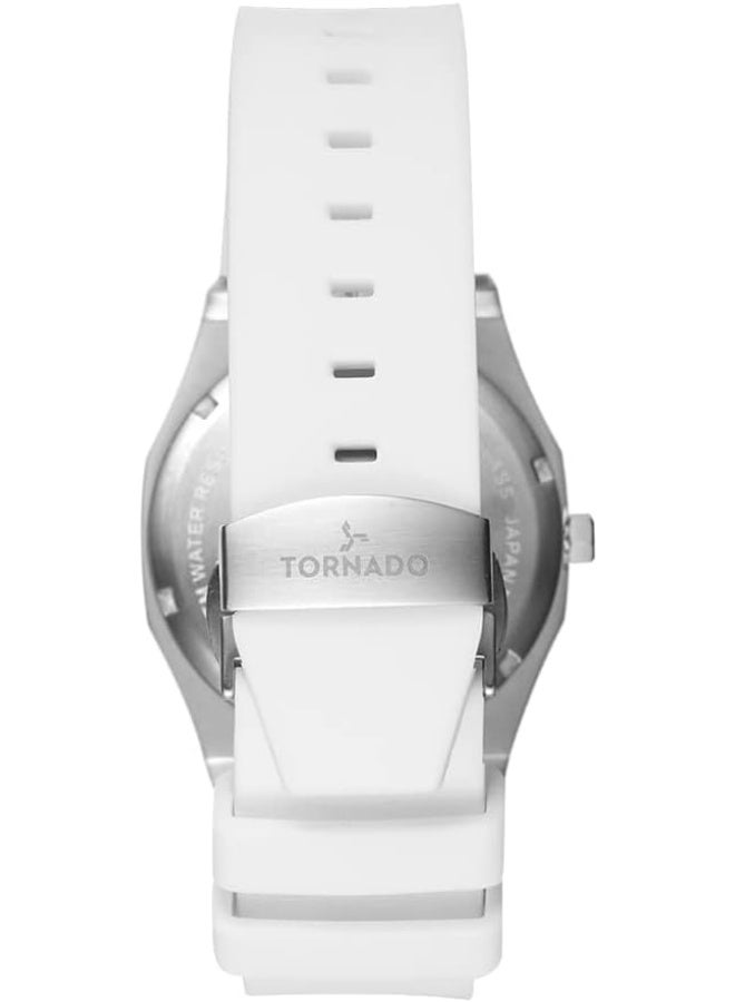 Tornado Spectra Men Japan Quartz Movement Watch, Analog Display And Silicone Strap - T22002-Sswl, 40 White - Image 2