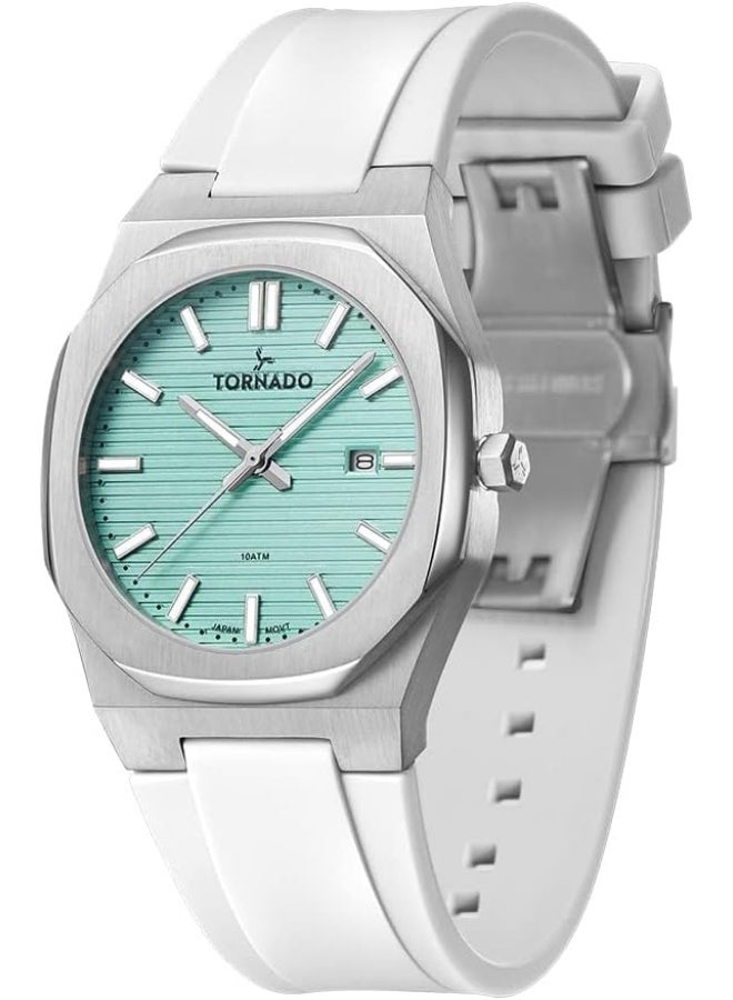 Tornado Spectra Men Japan Quartz Movement Watch, Analog Display And Silicone Strap - T22002-Sswl, 40 White - Image 3