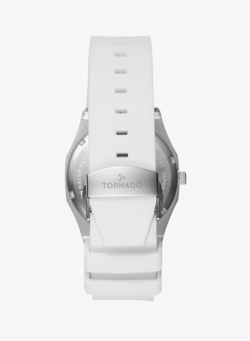 TORNADO Men's High Quality Flexible And Durable Silicone 3H with date Display Watch T22002-SSWL - 40mm mm