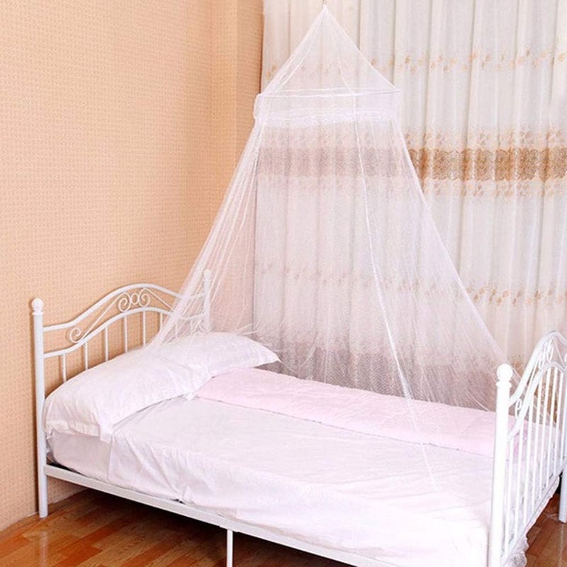 DAYSTART Mosquito Net Round Lace Curtain Dome Bed Canopy Netting for Single to King Size Beds,Camping (White) - Image 4