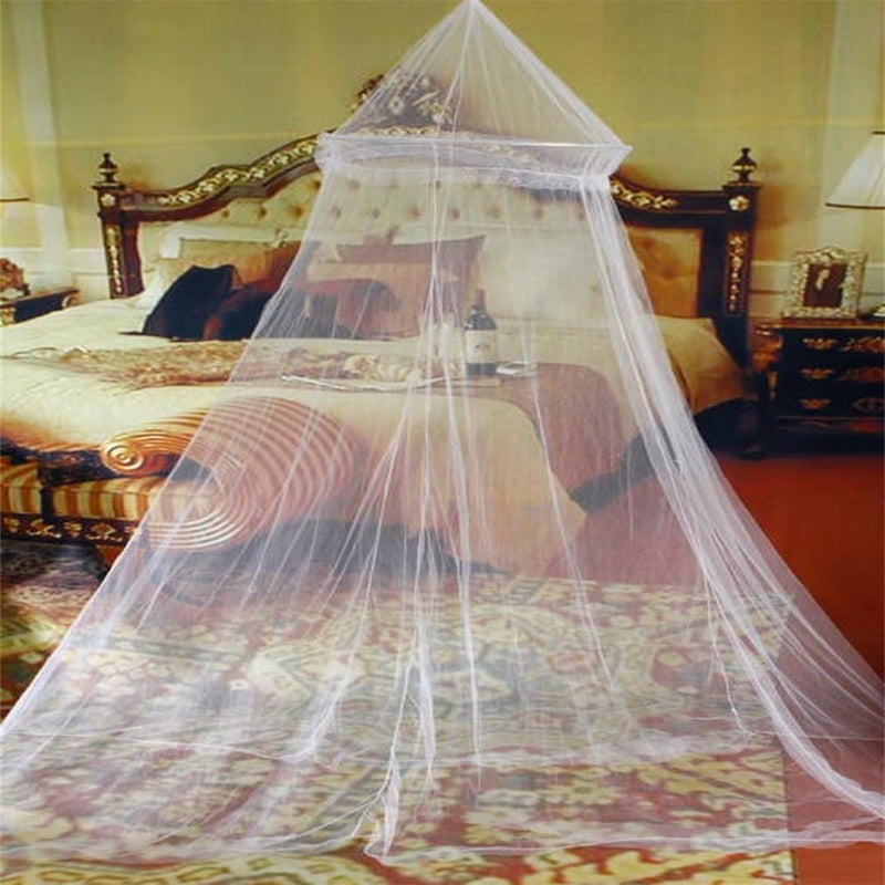 DAYSTART Mosquito Net Round Lace Curtain Dome Bed Canopy Netting for Single to King Size Beds,Camping (White) - Image 3