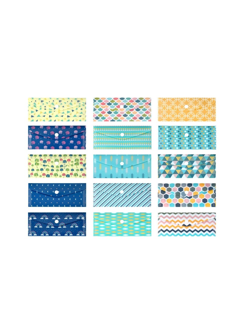 KASTWAVE - Plastic Envelopes, 32 PCS Cash Envelope System, 15 Pack Waterproof Reusable Plastic Budget Envelopes, 15 PCS Expense Tracking Budget Sheets and 24 Bill Planner Stickers (Rainbow) - Image 1