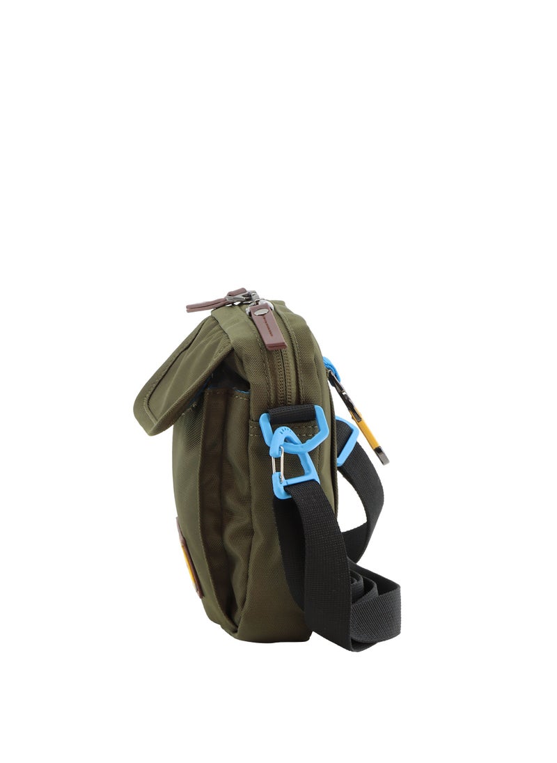 حقيبة Discovery ICON Utility Bag باللون الكاكي، حقيبة كتف كاجوال بسحاب للرجال والنساء مع حزام كتف قابل للإزالة وجيب RFID آمن