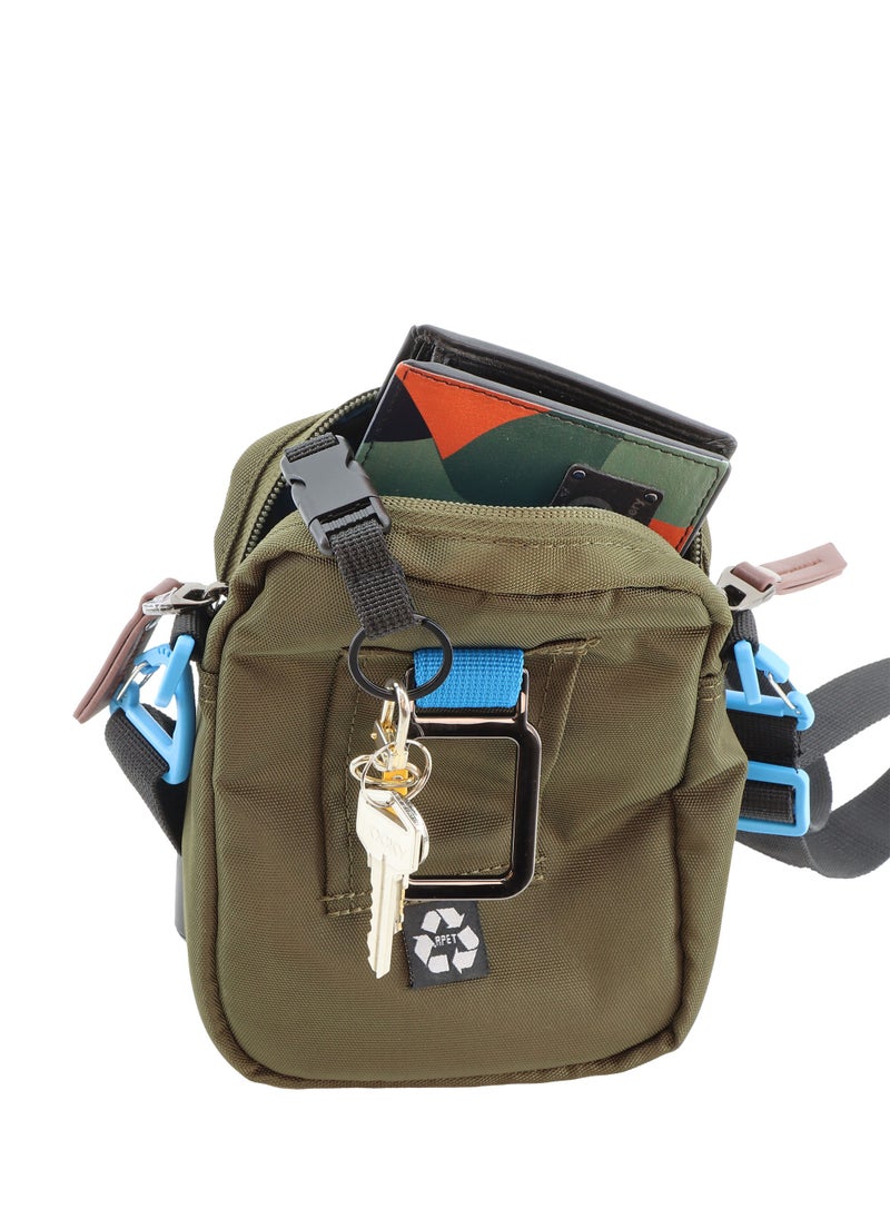 حقيبة Discovery ICON Utility Bag باللون الكاكي، حقيبة كتف كاجوال بسحاب للرجال والنساء مع حزام كتف قابل للإزالة وجيب RFID آمن