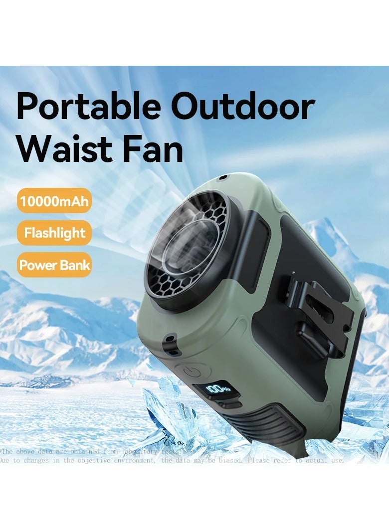 AROAQ 10000mAh Outdoor Portable Waist Fan Hanging Neck Fan Strong Wind with Power Bank LED Lighting for Sports Courier Outdoor Working - Image 2