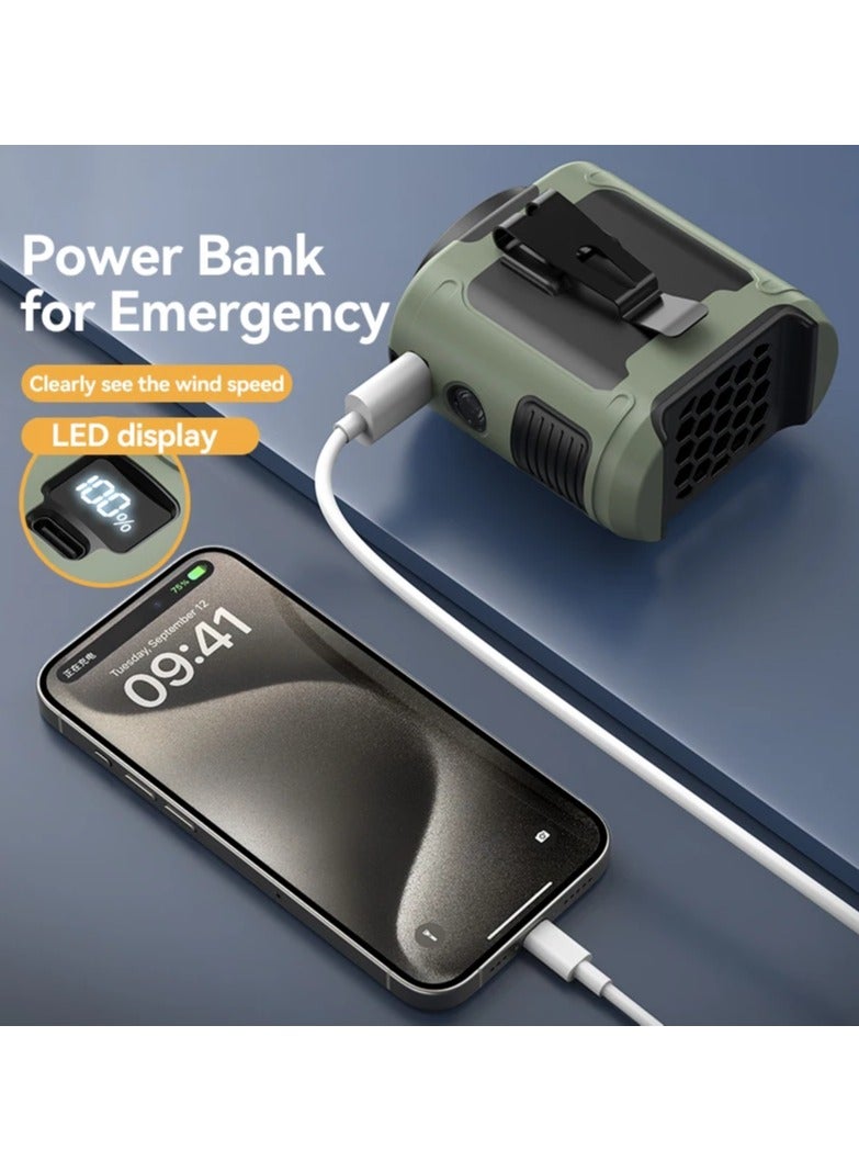 AROAQ 10000mAh Outdoor Portable Waist Fan Hanging Neck Fan Strong Wind with Power Bank LED Lighting for Sports Courier Outdoor Working - Image 4