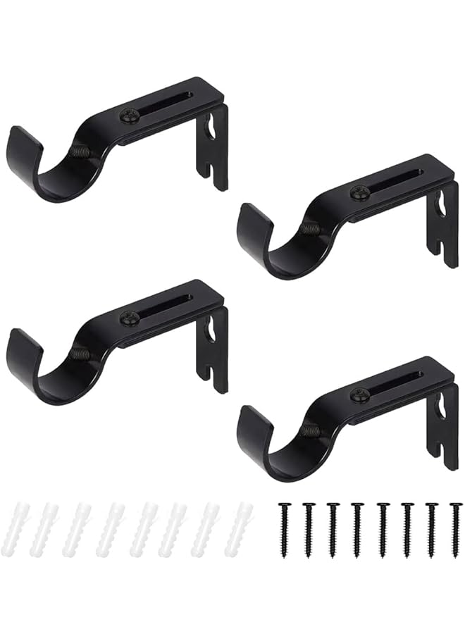 erorex 4pcs Adjustable Curtain Rod Bracket, Sturdy Extendable Curtain Rod Holder, Metal Window Curtain Rod Support Hanger for 2.54cm Rod  - Image 1