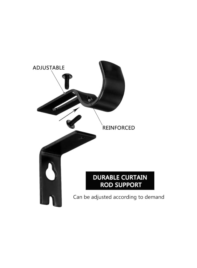 erorex 4pcs Adjustable Curtain Rod Bracket, Sturdy Extendable Curtain Rod Holder, Metal Window Curtain Rod Support Hanger for 2.54cm Rod  - Image 3