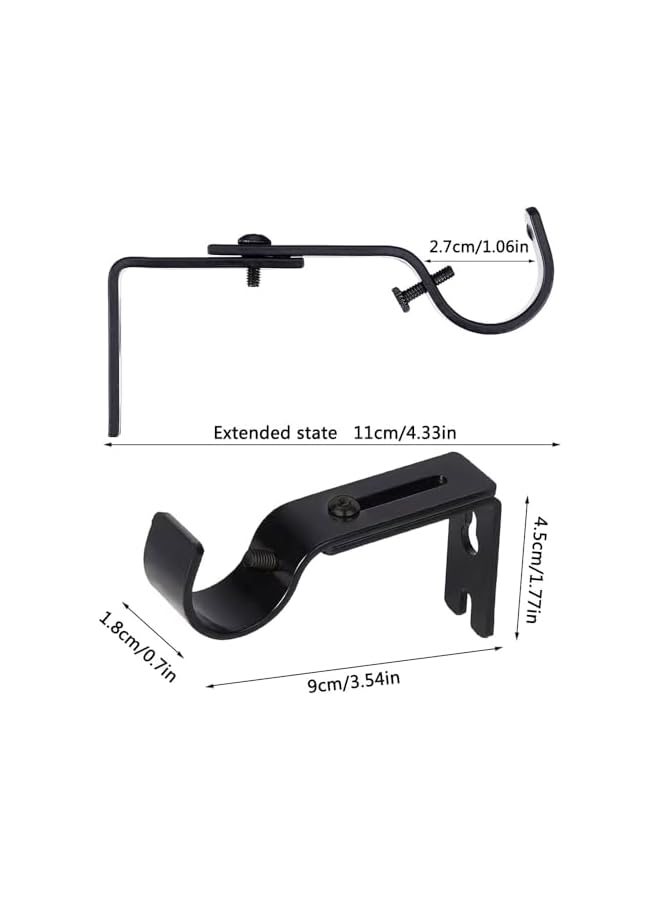 erorex 4pcs Adjustable Curtain Rod Bracket, Sturdy Extendable Curtain Rod Holder, Metal Window Curtain Rod Support Hanger for 2.54cm Rod  - Image 2