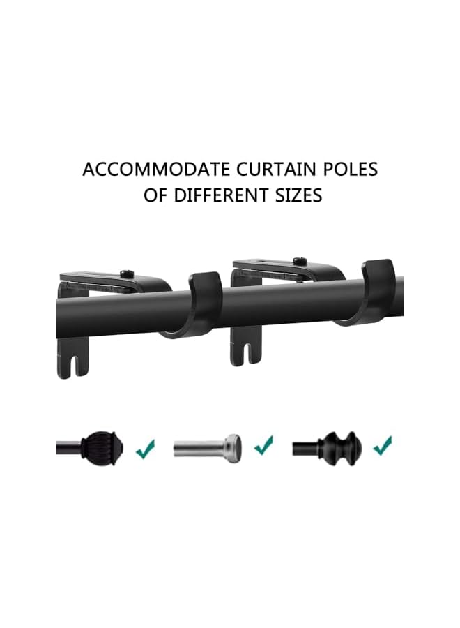 erorex 4pcs Adjustable Curtain Rod Bracket, Sturdy Extendable Curtain Rod Holder, Metal Window Curtain Rod Support Hanger for 2.54cm Rod  - Image 4